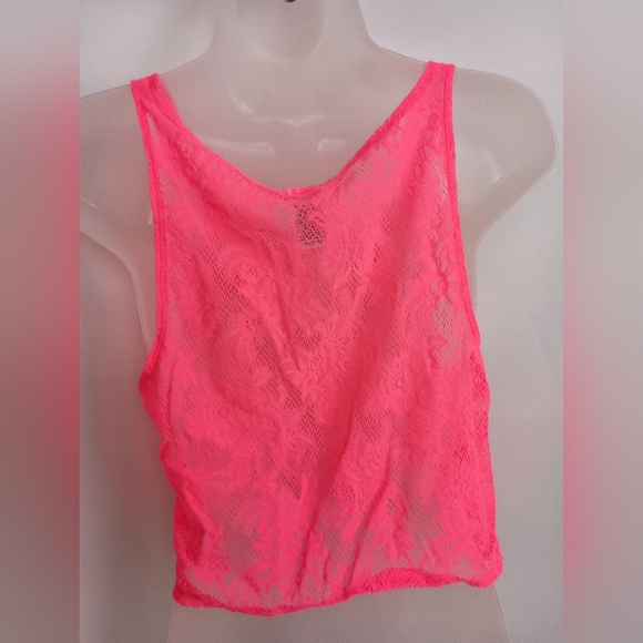 2/$30 Women's Cropped PINK Victoria Secret Barbiecore Lace Tank Top (#69) - Picture 6 of 7